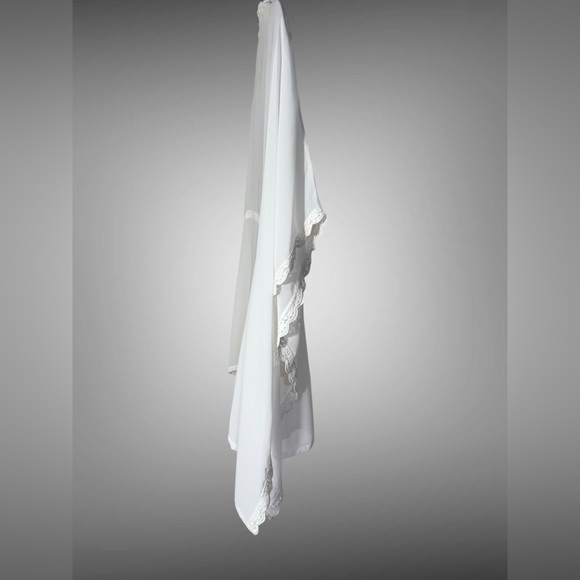 Ivory Sheer Lace Trim Boho Kimono Cardigan Tie Waist Open Front - Picture 6 of 8